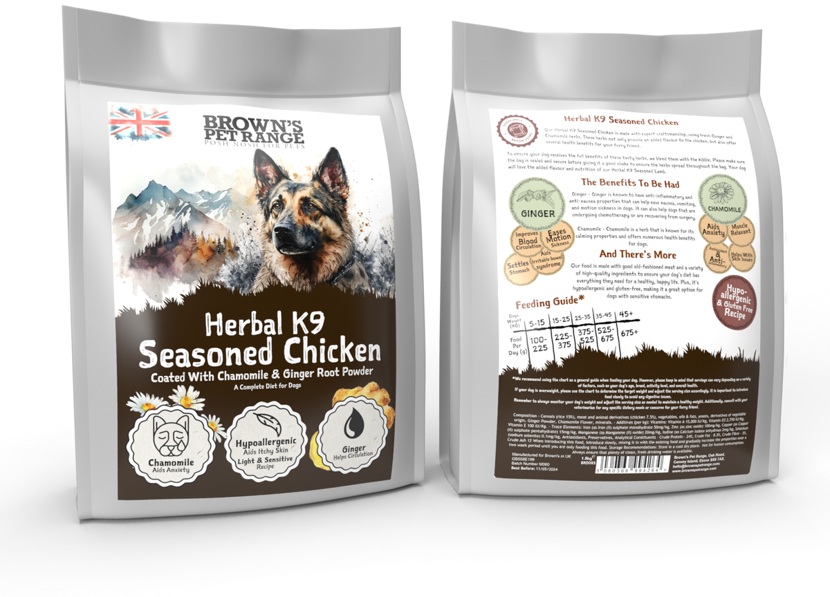 Chamomile & Ginger Root Seasoned Chicken Herbal K9 Posh Nosh For Dogs