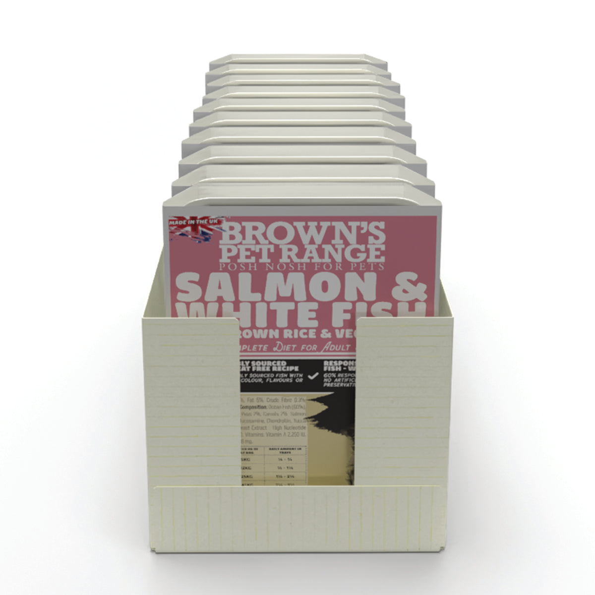 Brown's Hearty Dinners | Salmon & White Fish with Brown Rice & Veg - BROWNS PET RANGE