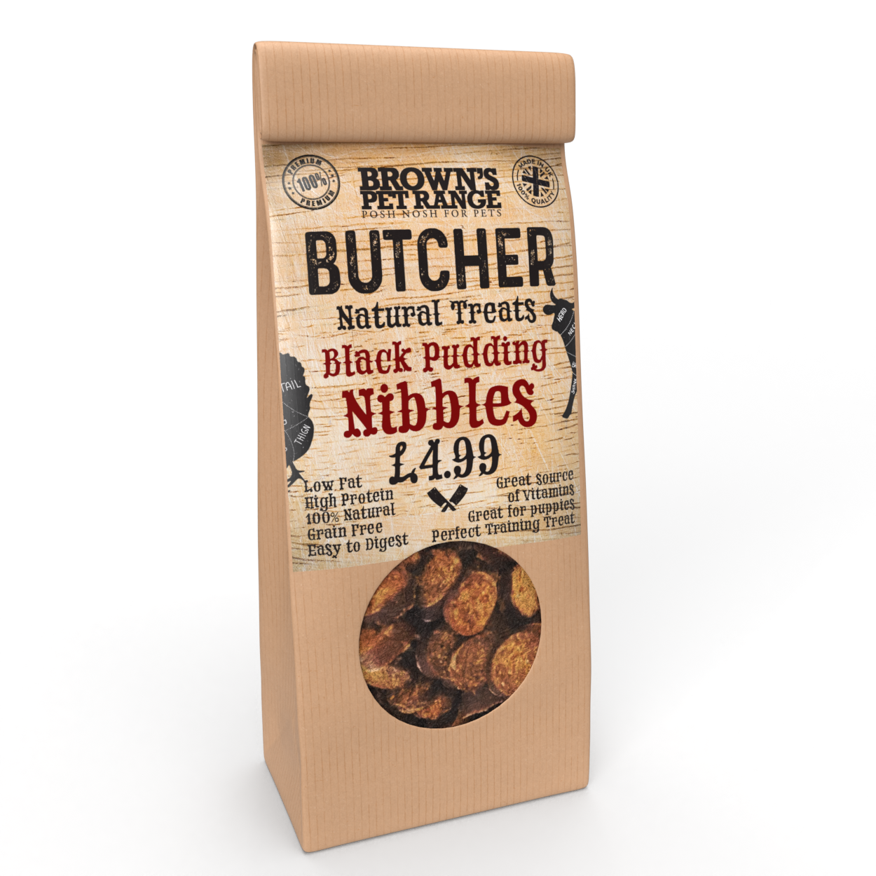 Black Pudding Butchers Nibbles 200g | Brown's Natural Dog Treats - BROWNS PET RANGE