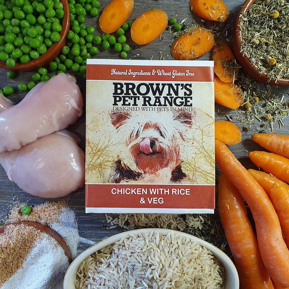 Brown's Hearty Dinner's | Chicken Rice & Veg 395g - - Browns Pet Range