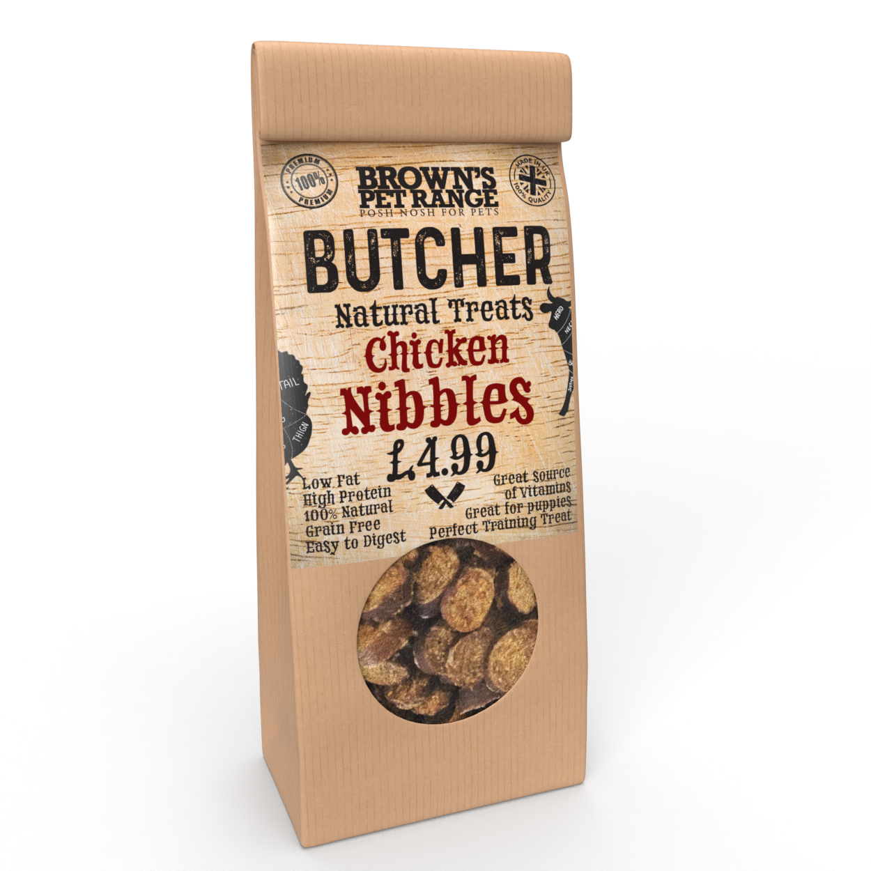 Chicken Butchers Nibbles 200g | Brown's Natural Dog Treats - BROWNS PET RANGE