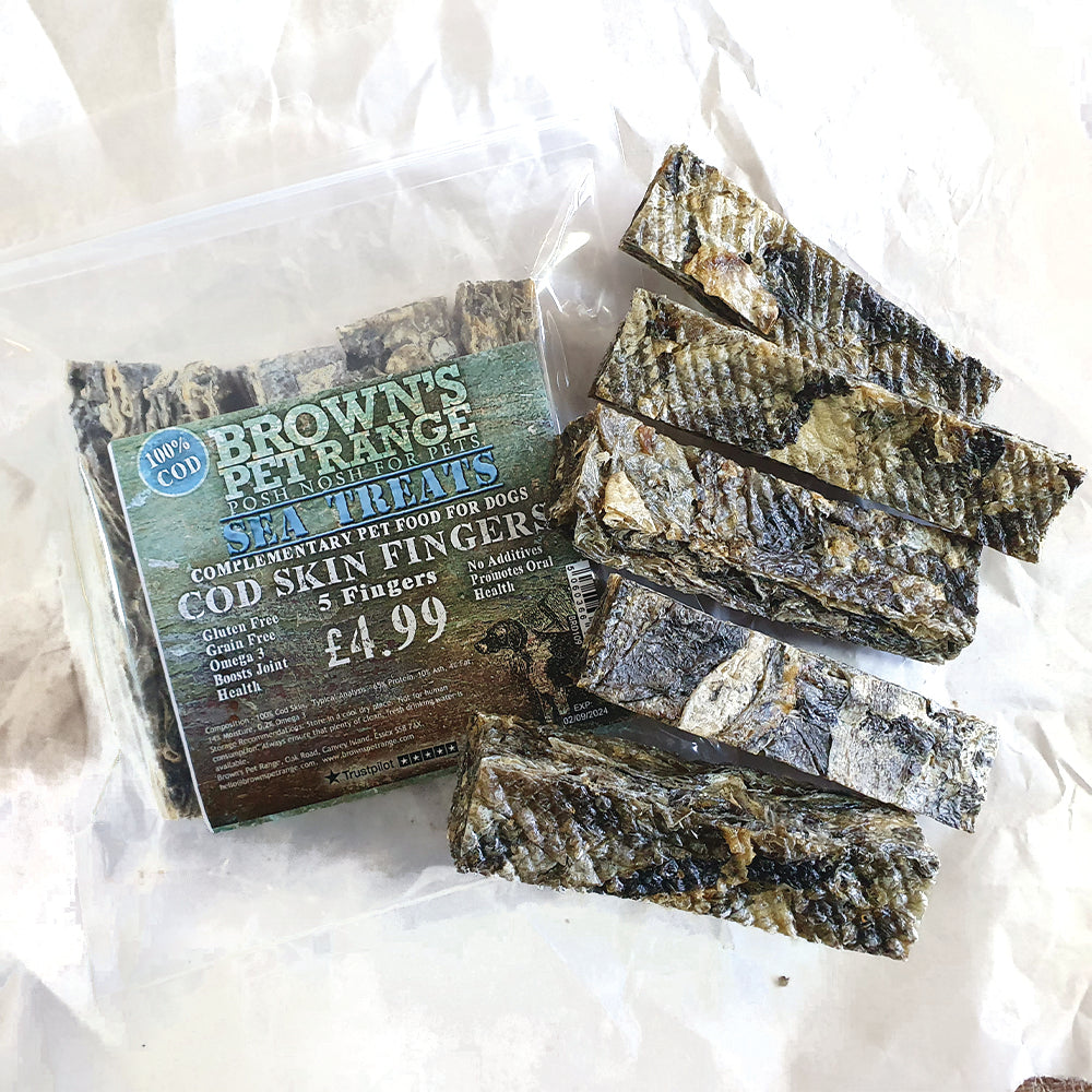 Chunky Fish Fingers Cod Skin Brown's Sea Treats – BROWNS PET RANGE