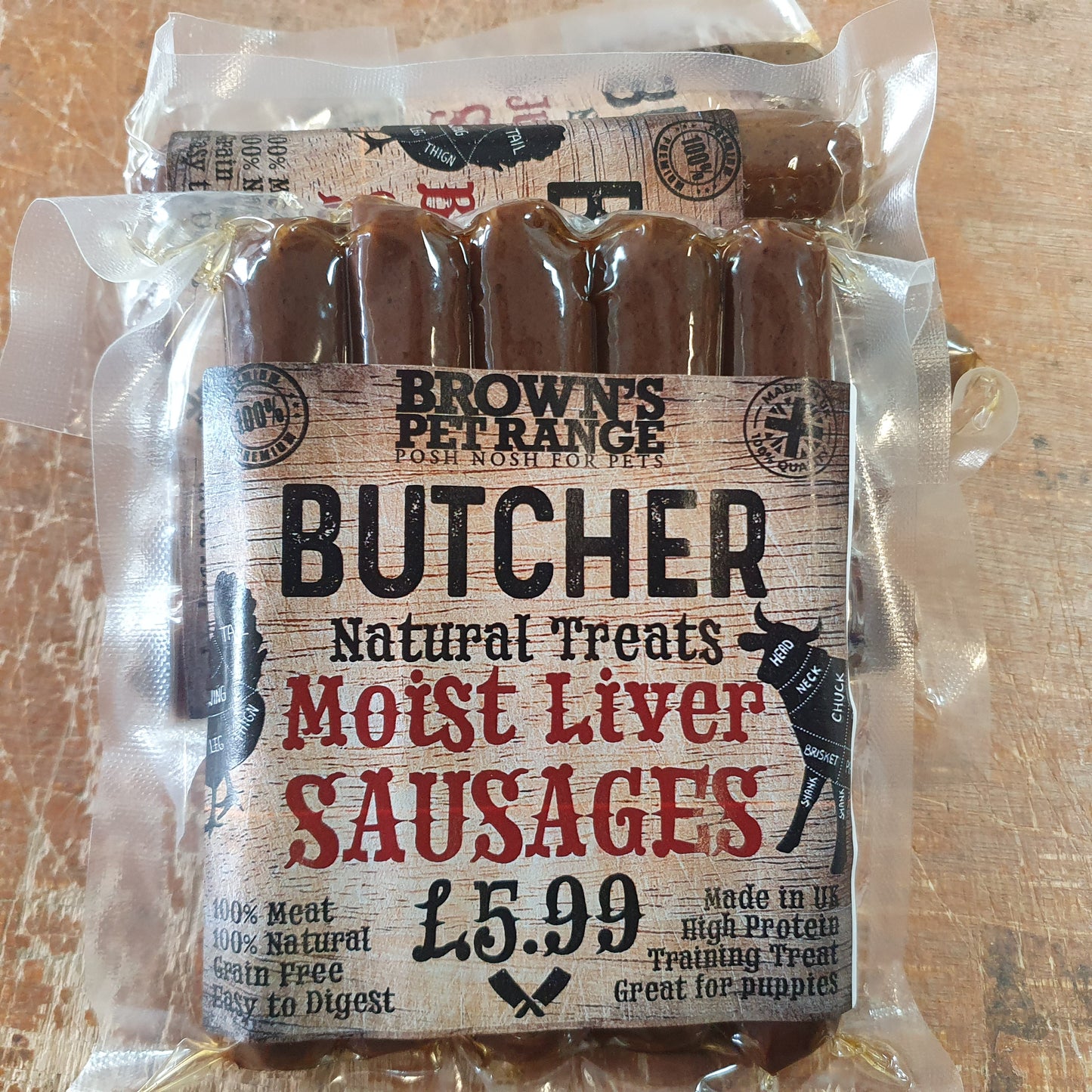 Moist Liver Butchers Sausages | Brown's Natural Dog Treats - BROWNS PET RANGE