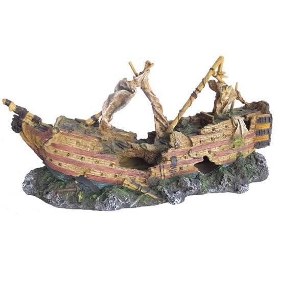 Wrecked Flagship Ship Aquarium Ornament - - Browns Pet Range