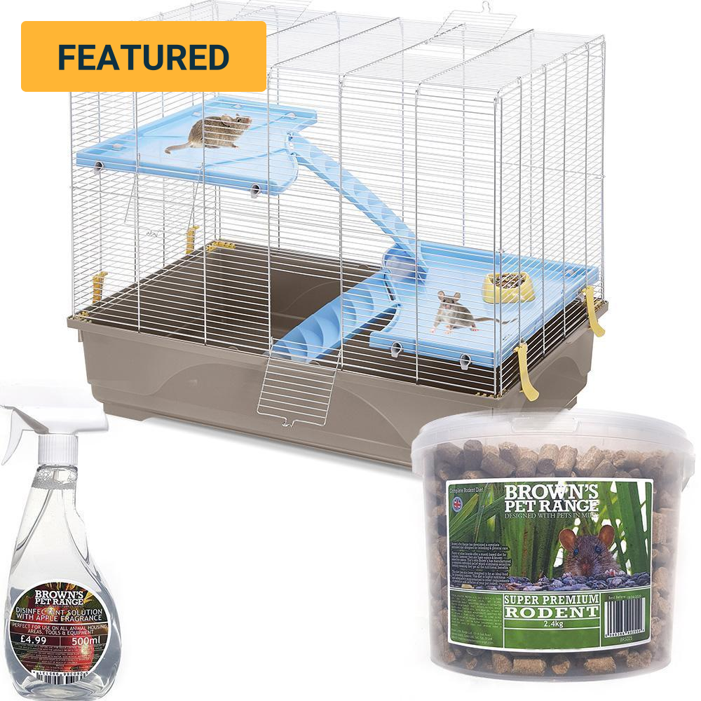 Imac Ratto 80 Middi Rat Cage with Free Food & Disinfectant BROWNS PET